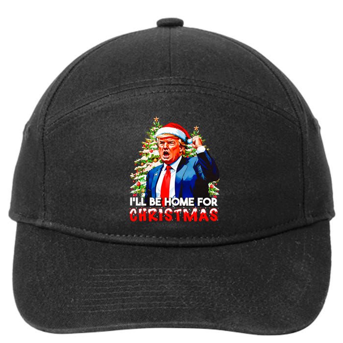 Funny Trump Santa Claus 2024 ILl Be Home For Christmas 7-Panel Snapback Hat