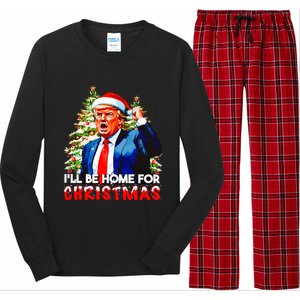 Funny Trump Santa Claus 2024 ILl Be Home For Christmas Long Sleeve Pajama Set