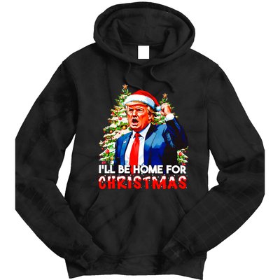 Funny Trump Santa Claus 2024 ILl Be Home For Christmas Tie Dye Hoodie