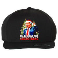 Funny Trump Santa Claus 2024 ILl Be Home For Christmas Wool Snapback Cap