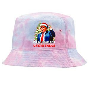 Funny Trump Santa Claus 2024 ILl Be Home For Christmas Tie-Dyed Bucket Hat