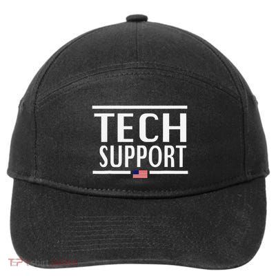Funny Tech Support For American Flag .Png 7-Panel Snapback Hat