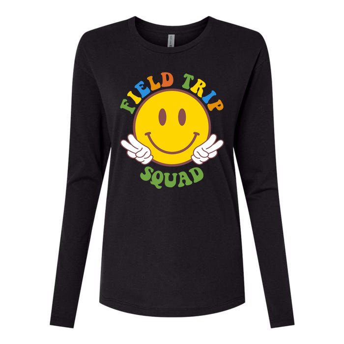 Field Trip Squad Smiley Face School Womens Cotton Relaxed Long Sleeve T-Shirt