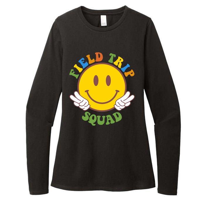 Field Trip Squad Smiley Face School Womens CVC Long Sleeve Shirt