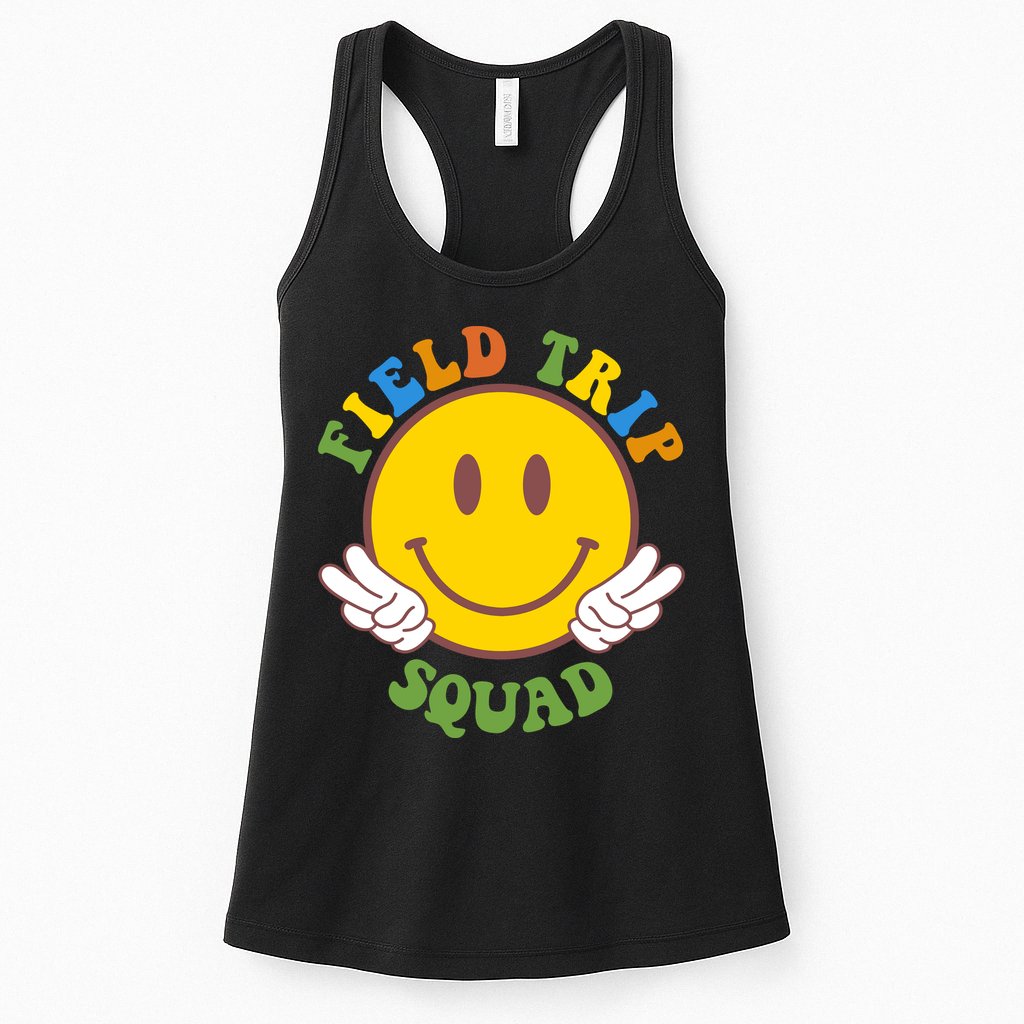 Field Trip Squad Smiley Face School Womens Tank Top