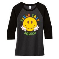 Field Trip Squad Smiley Face School Women's Tri-Blend 3/4-Sleeve Raglan Shirt