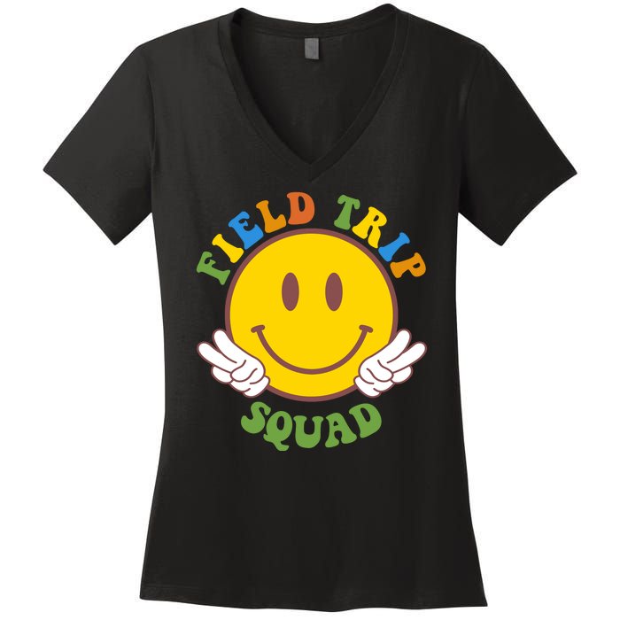 Field Trip Squad Smiley Face School Women's V-Neck T-Shirt