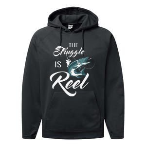 Fisherman The Struggle Is Reel Funny Fishing Lover Birthday Performance Fleece Hoodie