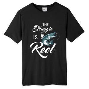 Fisherman The Struggle Is Reel Funny Fishing Lover Birthday Tall Fusion ChromaSoft Performance T-Shirt