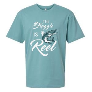 Fisherman The Struggle Is Reel Funny Fishing Lover Birthday Sueded Cloud Jersey T-Shirt