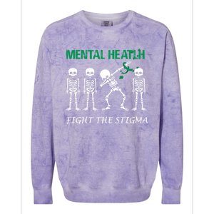 Fight The Stigma Dabbing Skeleton Tal Health Awareness Gift Colorblast Crewneck Sweatshirt