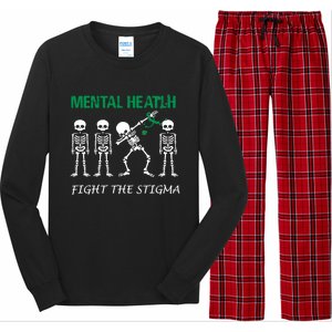 Fight The Stigma Dabbing Skeleton Tal Health Awareness Gift Long Sleeve Pajama Set