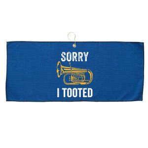 Funny Tuba Shirts Sorry I Tooted Marching Band Tuba Large Microfiber Waffle Golf Towel