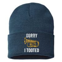 Funny Tuba Shirts Sorry I Tooted Marching Band Tuba Sustainable Knit Beanie