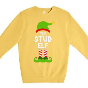 Funny The Stud Elf Christmas Family Party Pajama Premium Crewneck Sweatshirt