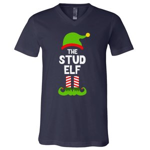 Funny The Stud Elf Christmas Family Party Pajama V-Neck T-Shirt