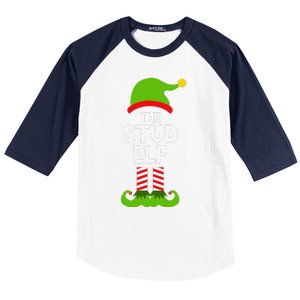 Funny The Stud Elf Christmas Family Party Pajama Baseball Sleeve Shirt