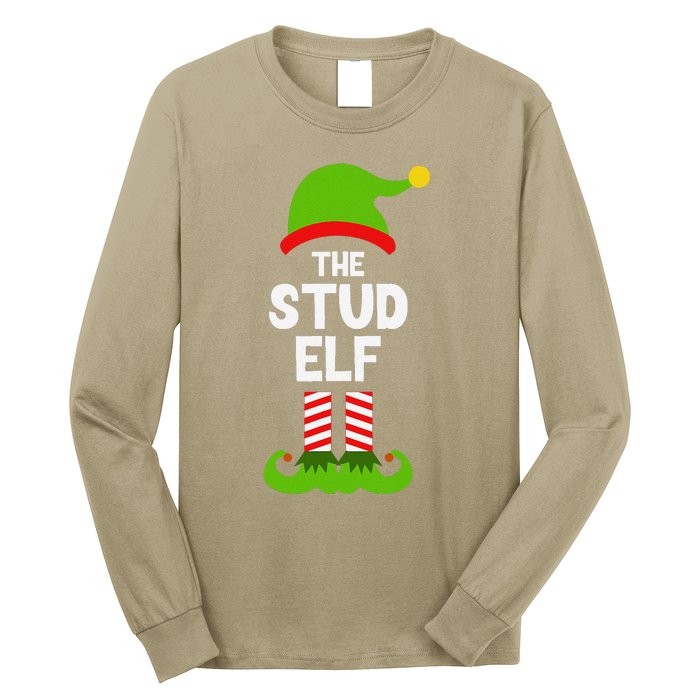 Funny The Stud Elf Christmas Family Party Pajama Long Sleeve Shirt