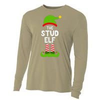 Funny The Stud Elf Christmas Family Party Pajama Cooling Performance Long Sleeve Crew