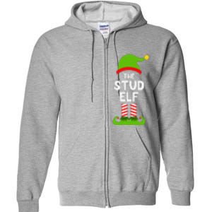 Funny The Stud Elf Christmas Family Party Pajama Full Zip Hoodie