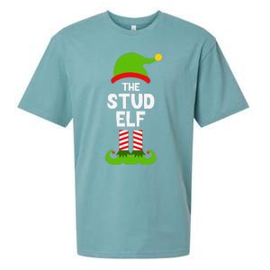 Funny The Stud Elf Christmas Family Party Pajama Sueded Cloud Jersey T-Shirt