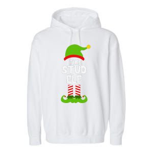 Funny The Stud Elf Christmas Family Party Pajama Garment-Dyed Fleece Hoodie