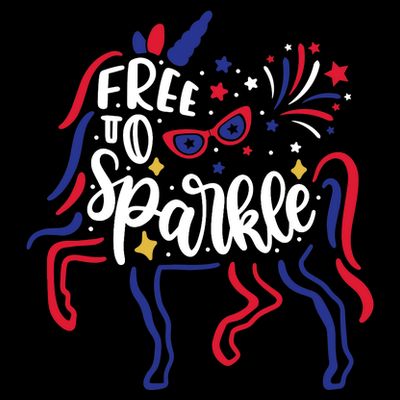 Free to Sparkle Patriotic Unicorn 4th of July Girl Boy Wo T-Shirt