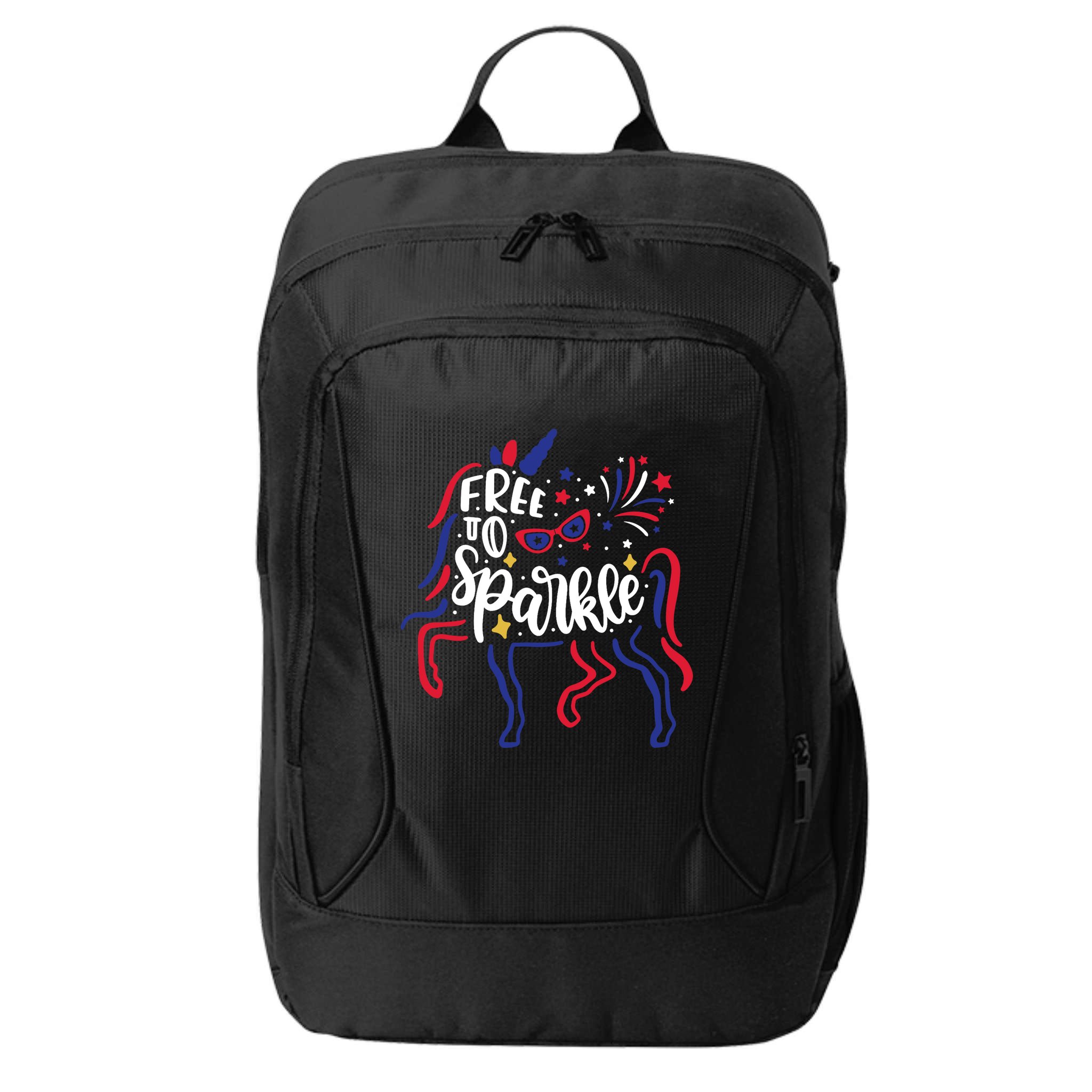 Free to Sparkle Patriotic Unicorn 4th of July Girl Boy Wo City Backpack