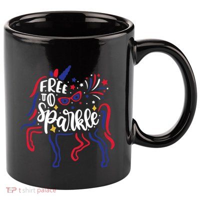 Free to Sparkle Patriotic Unicorn 4th of July Girl Boy Wo 11oz C Handle Ceramic Mug