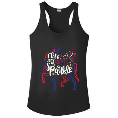 Free to Sparkle Patriotic Unicorn 4th of July Girl Boy Wo Ladies PosiCharge Competitor Racerback Tank