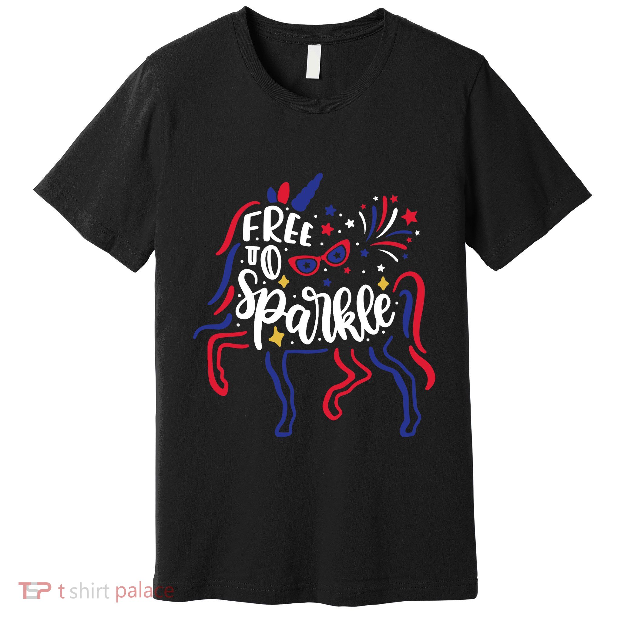 Free to Sparkle Patriotic Unicorn 4th of July Girl Boy Wo Premium T-Shirt