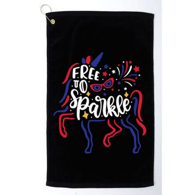 Free to Sparkle Patriotic Unicorn 4th of July Girl Boy Wo Golf Towel