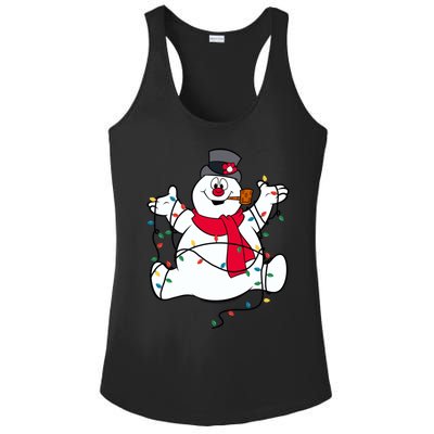 Frosty The Snow Christmas Lights Portrait Cute Gift Ladies PosiCharge Competitor Racerback Tank