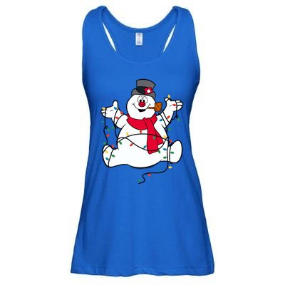 Frosty The Snow Christmas Lights Portrait Cute Gift Ladies Essential Flowy Tank