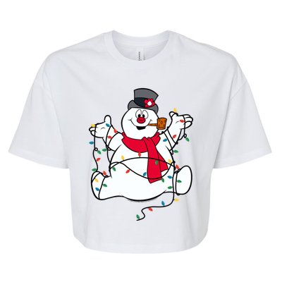 Frosty The Snow Christmas Lights Portrait Cute Gift Bella+Canvas Jersey Crop Tee