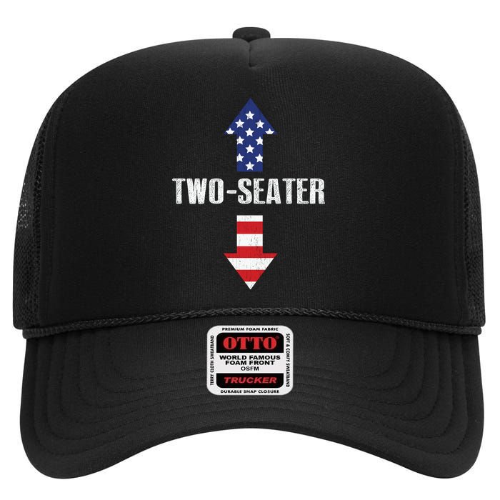 Funny Two Seater Arrow America Flag High Crown Mesh Back Trucker Hat