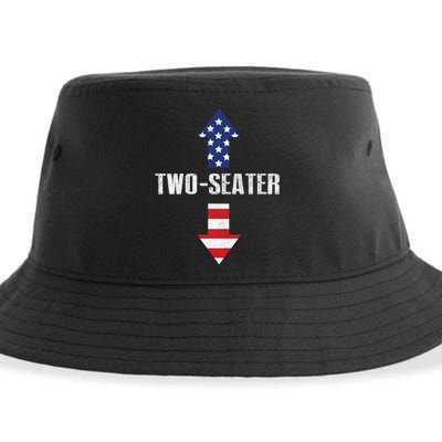 Funny Two Seater Arrow America Flag Sustainable Bucket Hat