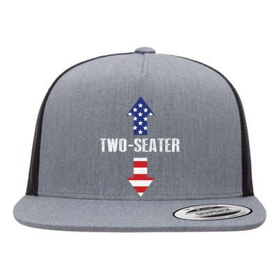 Funny Two Seater Arrow America Flag Flat Bill Trucker Hat