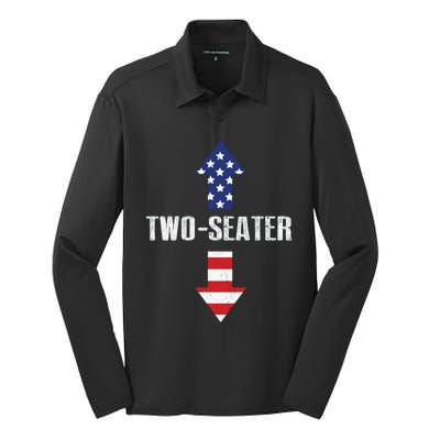 Funny Two Seater Arrow America Flag Silk Touch Performance Long Sleeve Polo