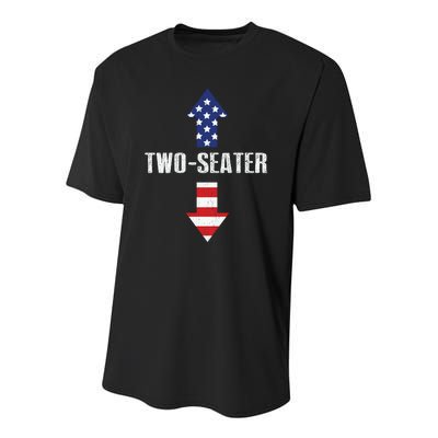 Funny Two Seater Arrow America Flag Youth Performance Sprint T-Shirt