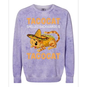 Funny Tacocat Spelled Backward Is Tacocat Cinco De Mayo Colorblast Crewneck Sweatshirt