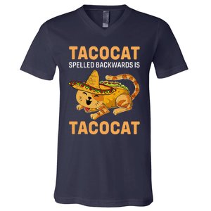 Funny Tacocat Spelled Backward Is Tacocat Cinco De Mayo V-Neck T-Shirt