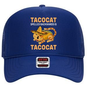 Funny Tacocat Spelled Backward Is Tacocat Cinco De Mayo High Crown Mesh Back Trucker Hat