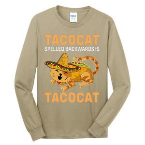 Funny Tacocat Spelled Backward Is Tacocat Cinco De Mayo Tall Long Sleeve T-Shirt