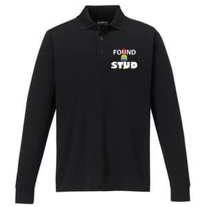 FOUND THE STUD FUNNY Performance Long Sleeve Polo