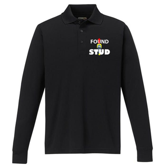 FOUND THE STUD FUNNY Performance Long Sleeve Polo