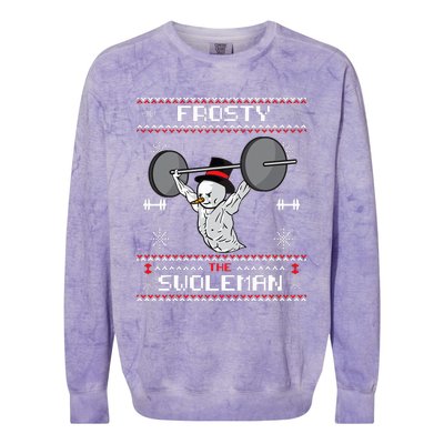 Frosty the Swoleman Ugly Christmas Sweater Funny Snowman Gym Colorblast Crewneck Sweatshirt