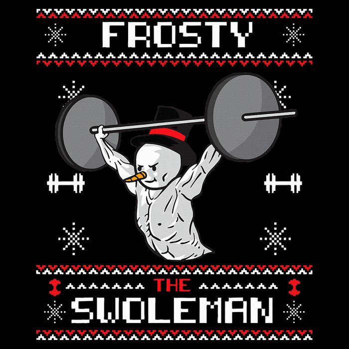 Frosty the Swoleman Ugly Christmas Sweater Funny Snowman Gym Sustainable Bucket Hat