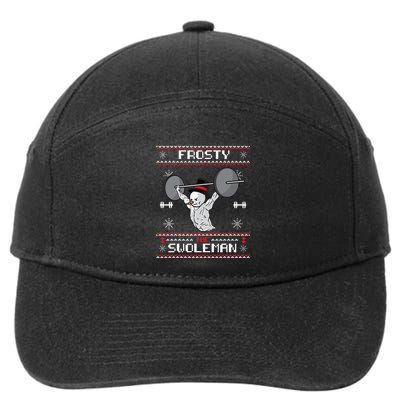 Frosty the Swoleman Ugly Christmas Sweater Funny Snowman Gym 7-Panel Snapback Hat