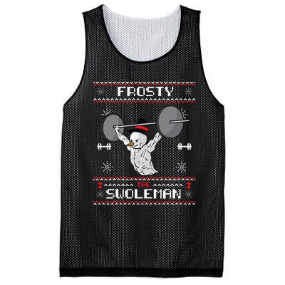 Frosty the Swoleman Ugly Christmas Sweater Funny Snowman Gym Mesh Reversible Basketball Jersey Tank